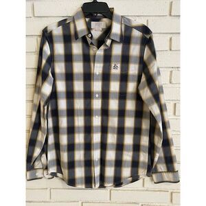 Original PENGUIN '75 Buffalo Check Plaid Shirt Long‎ Sleeved Button Up Sz Small
